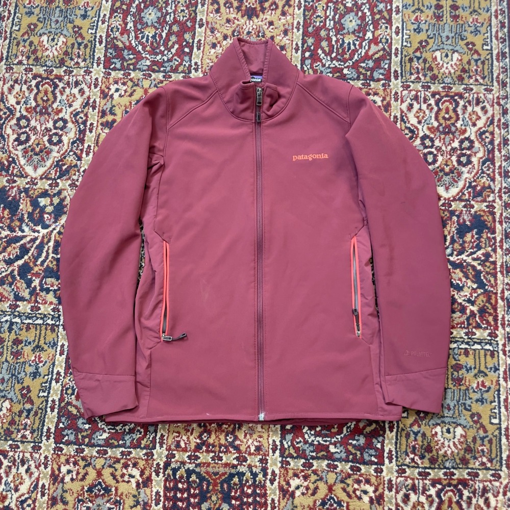 00s Patagonia Adze Polartec Thermal Lined Softshell Jacket XS Burgundy Full Zip